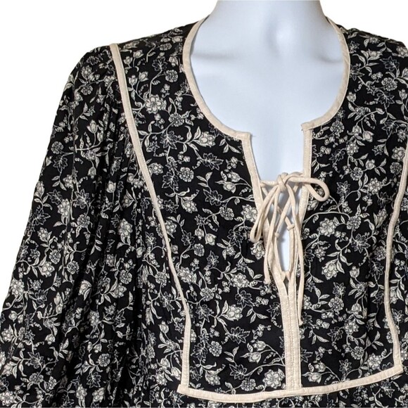 NWT Old Navy LS Mari Boho black tan floral print short dress pockets size XXL - Picture 9 of 11